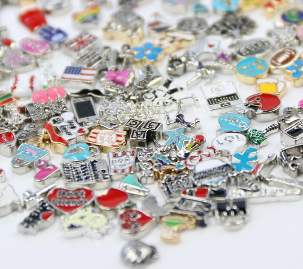 100 Pcs Floating Charms Assorted Mix DIY for Floating Lockets Glass Living Memory Lockets,Random Style