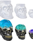 Set of Large + Medium + Small 3D Skull Resin Molds, Flexible Clear Silicone Skull Head Molds, Silicone Molds for Resin, Soap, Clay, Candle Wax Casting, Halloween Home Decoration