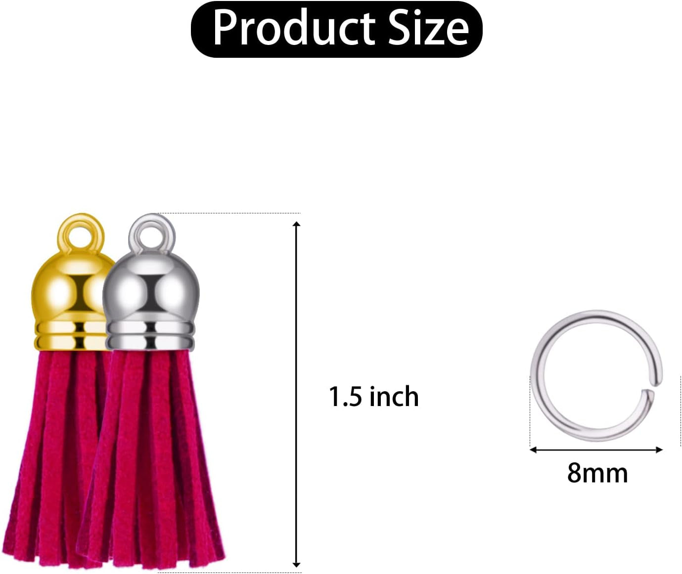 80 Pieces Leather Tassel Keychain Tassels Pendants Charm Tassel for DIY Crafts, Jewelry Making (1-1/2 Inch)