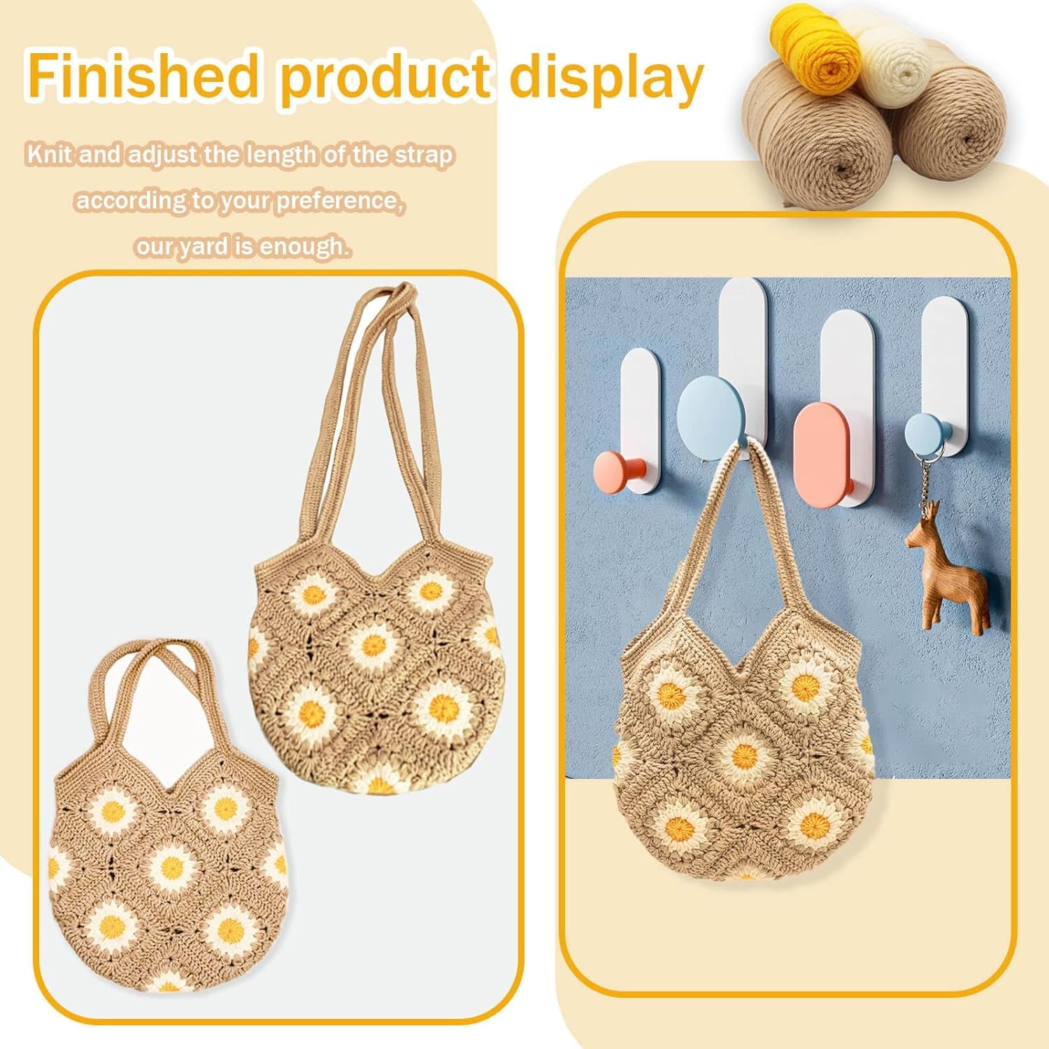 Crochet Kit for Beginners Daisy Tote Bag DIY Knitting Kits of Daisy Tote Bag with Step-By-Step Video Tutorials Crochet Kit Beginners for Adults and Kids