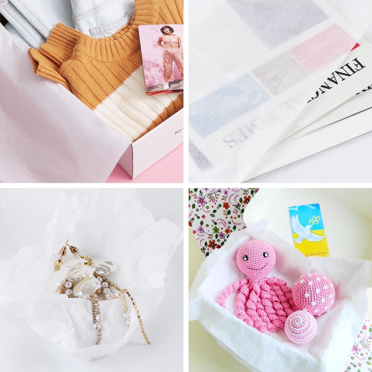 32 Sheets 24" X 36" White Tissue Paper for Gift Bags, Acid Free Tissue Paper for Storage, Tissue Paper Bulk for Packaging, Holiday, Birthday, Wedding, Christmas and DIY Crafts