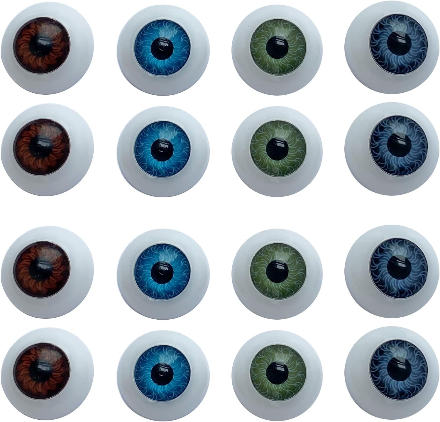 8 Pairs of 4 Colors 22Mm Half round Realistic Acrylic Eyes for Halloween Props, Masks, Dolls or Bears Craft Plastic Eyeballs (20Mm)