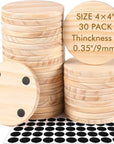 30 Pieces Unfinished Wood Coasters, 4 Inch round Blank Wooden Coasters for Crafts with Non-Slip Silicon Dots for DIY Stained Painting Wood Engraving Home Decoration