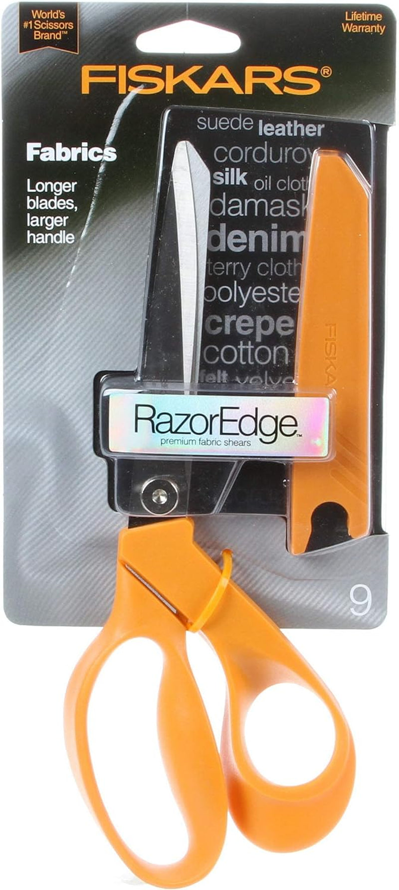 Razoredge Fabric Scissors - 9" Heavy Duty Fabric Shears with Ergonomic Handle - Orange