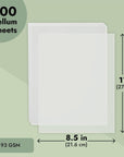 100 Sheets 8.5 X 11 in Translucent Vellum Paper - 93Gsm/63Lb Printable Tracing Paper for Invitation, Sketching & Card Overlays - Tracing Paper for Printer - Vellum Paper for Invitations