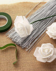 300 Pieces White 22 Gauge Floral Wire Stems for DIY Crafts, Artificial Flower Arrangements (16 In)