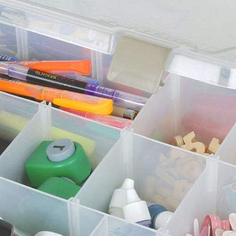 9007AB Super Satchel with Removable Dividers, Portable Art &amp; Craft Organizer with Handle, [1] Plastic Storage Case, Clear