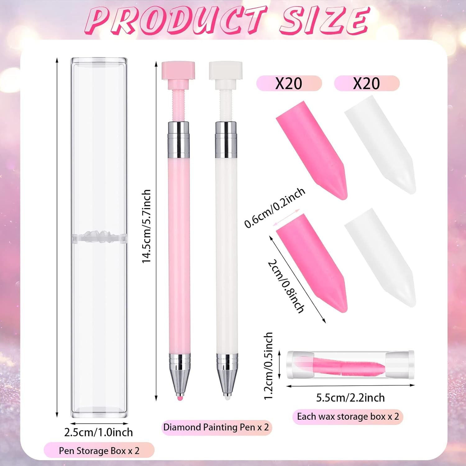 2 Pcs Diamond Painting Pen with 40 Pcs Diamond Painting Wax Diamond Painting Pen Replacement Wax Glue Diamond Art Accessories and Tool Quickly Pick up Beads Gems for DIY Painting Craft