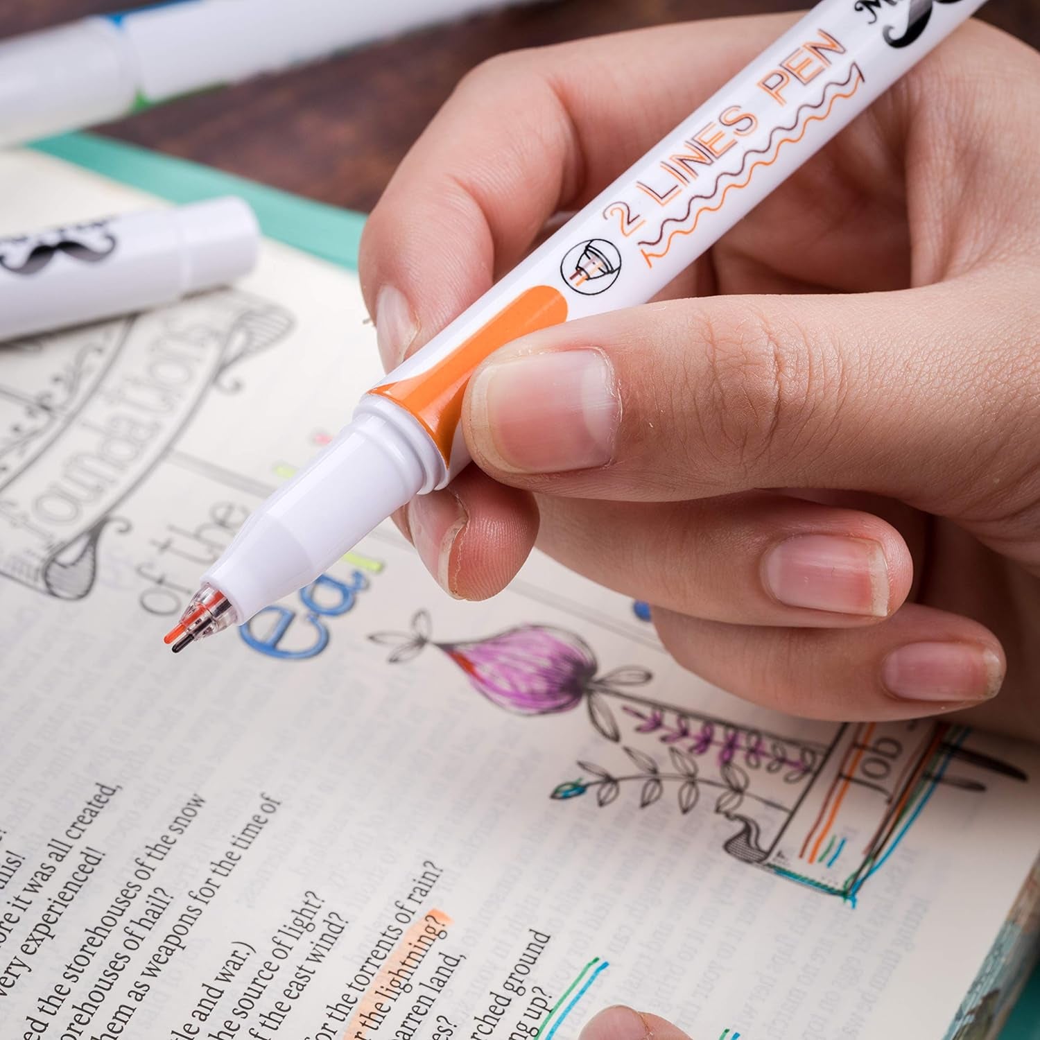 - Double Line Pen, 6 Pack, Assorted Colors, Outline Pen, Two Color Pen, Two Line Pens, 3D Drawing Pen, 3D Writing Pen, 2 Line Pens, Double Line Marker Pens, Double Line Pens for Art