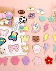40 Pcs Chenille Embroidered Patches, Self Adhesive Glitter Patches Flowers Stars Hearts Rainbows Butterflies Cat Paws Diamonds Lightning Fabric Stickers for Clothes Repair Decor Accessories