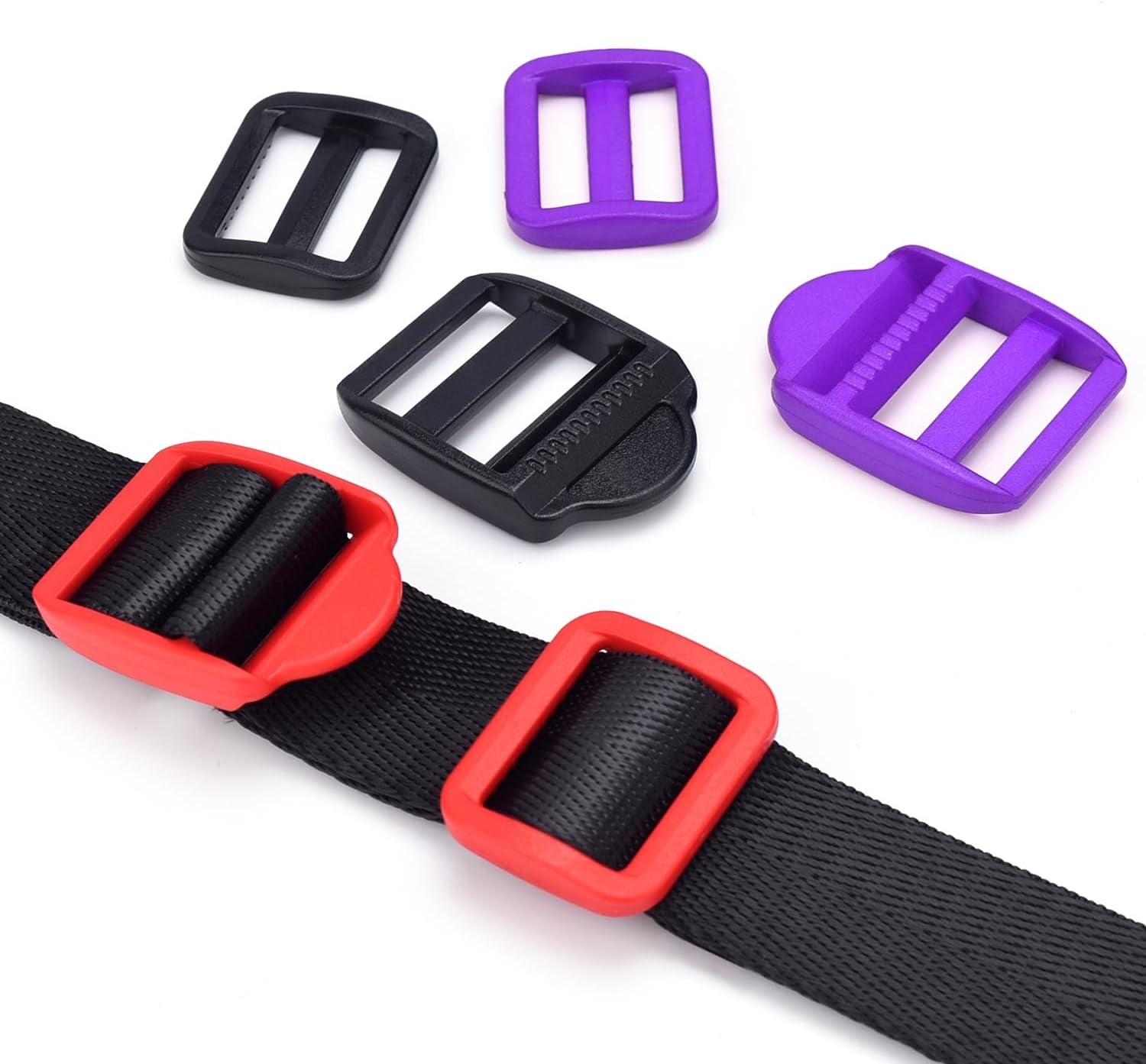12 Pcs Ladder Slider Buckles+12 Pcs Tri Glide Slider for Backpack Strap Clips, Plastic Clips for Straps Adjuster, Backpack Clips for 1 Inch Webbing Strap.