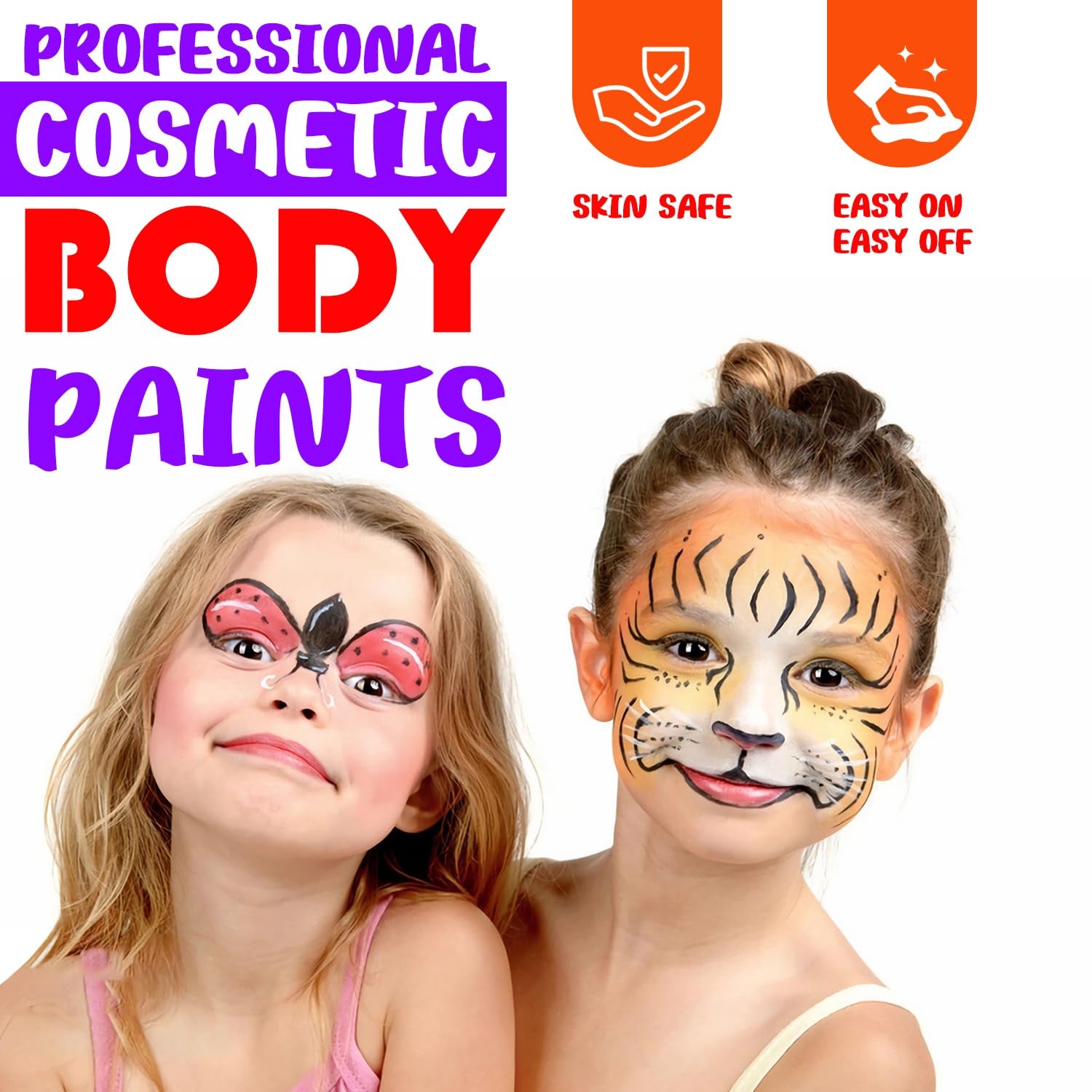 Face Painting Kit for Kids 20 Water Based Non-Toxic Sensitive Skin Paints 100 Stencils 3 Glitters 2 Hair Chalks Combs 2 Tattoos Sheets Face Painting Book Safe Professional Face Paint Kit for Kids