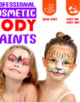 Face Painting Kit for Kids 20 Water Based Non-Toxic Sensitive Skin Paints 100 Stencils 3 Glitters 2 Hair Chalks Combs 2 Tattoos Sheets Face Painting Book Safe Professional Face Paint Kit for Kids