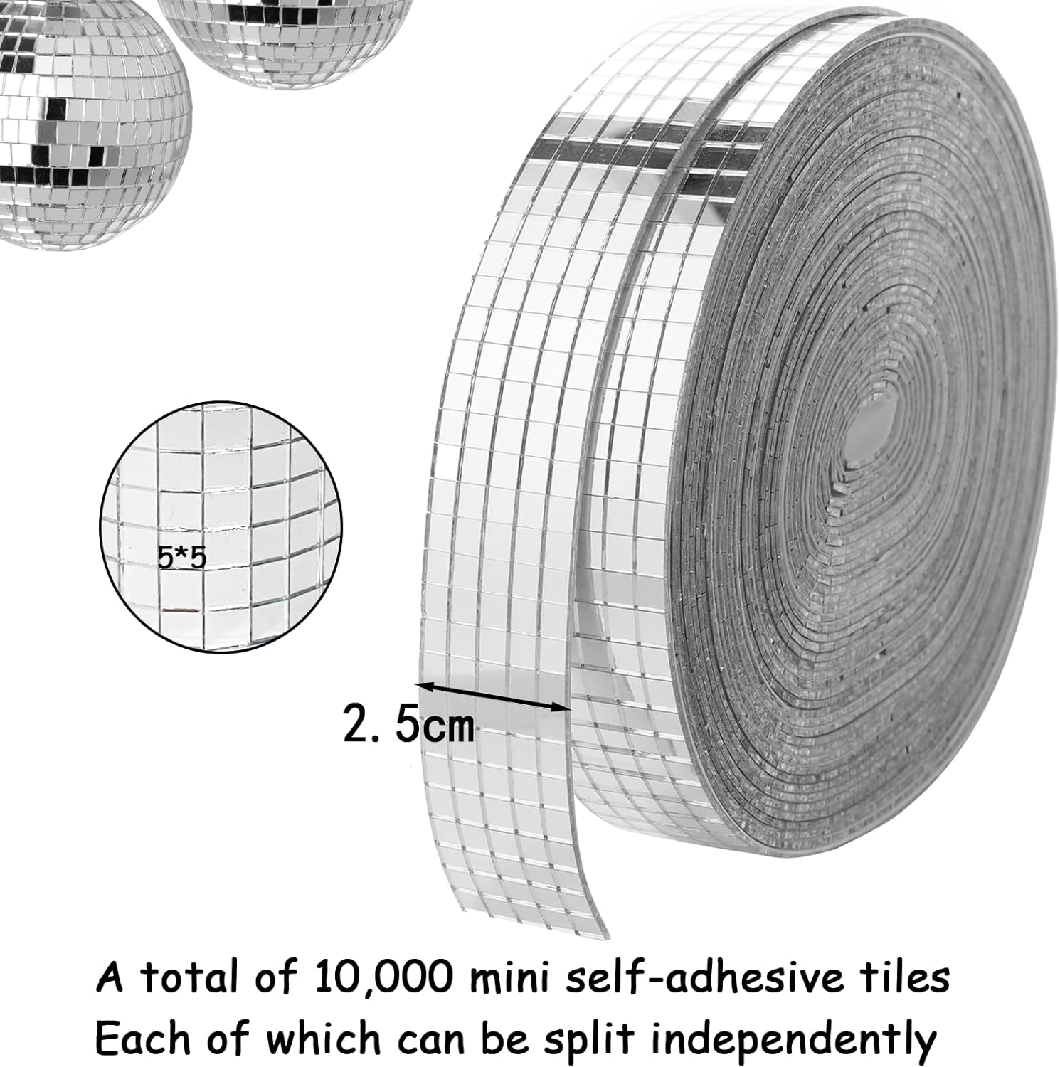 10000 PCS Disco Ball Mirror Tiles Self Adhesive Disco Tapes Mirror Tiles for Crafts Small Square Mirror Tiles Sticker for DIY Craft Decoration Accessory Mirrors Mosaic Tiles