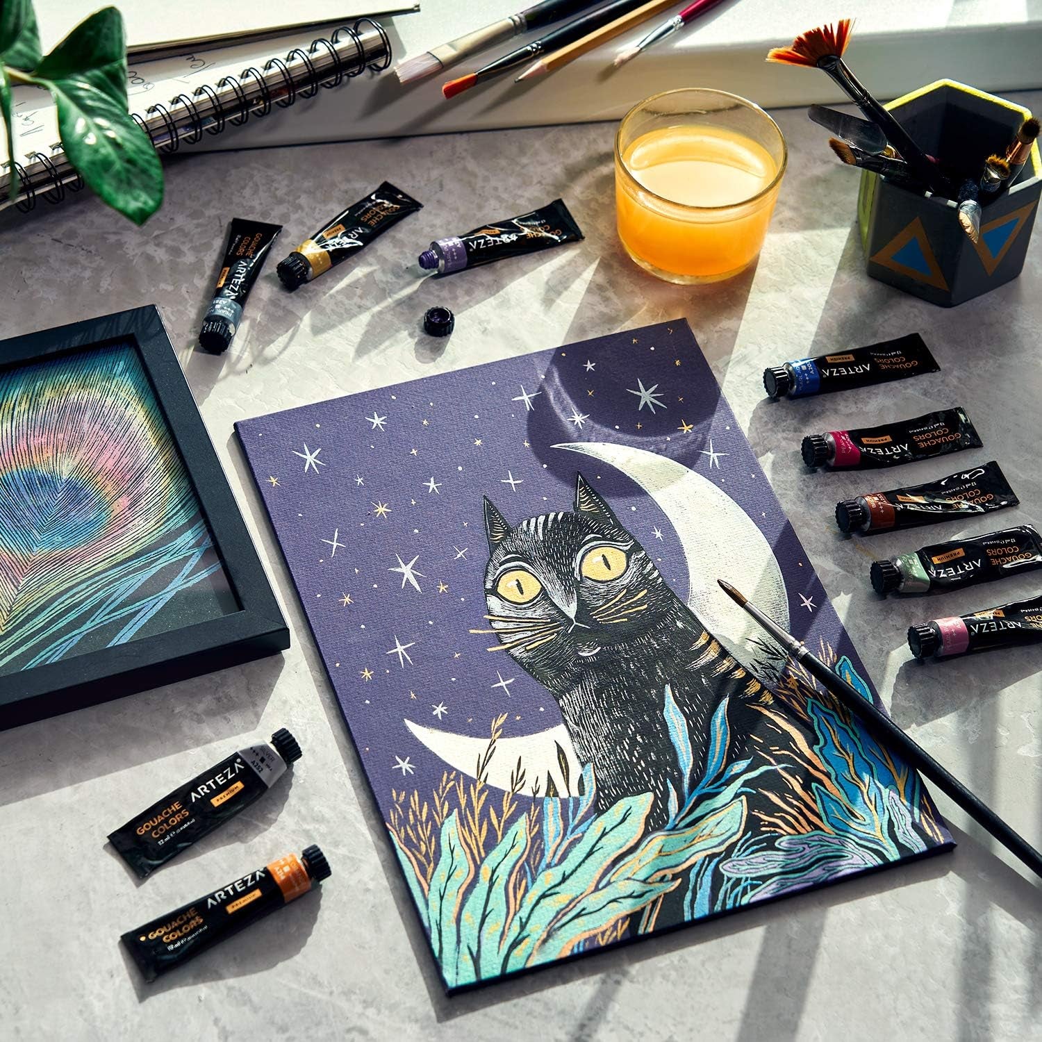 Metallic Gouache Paint, Set of 12, 12Ml/0.4 US Fl Oz Gouache Paint Tubes, Glitter Paint for Canvas and Paper