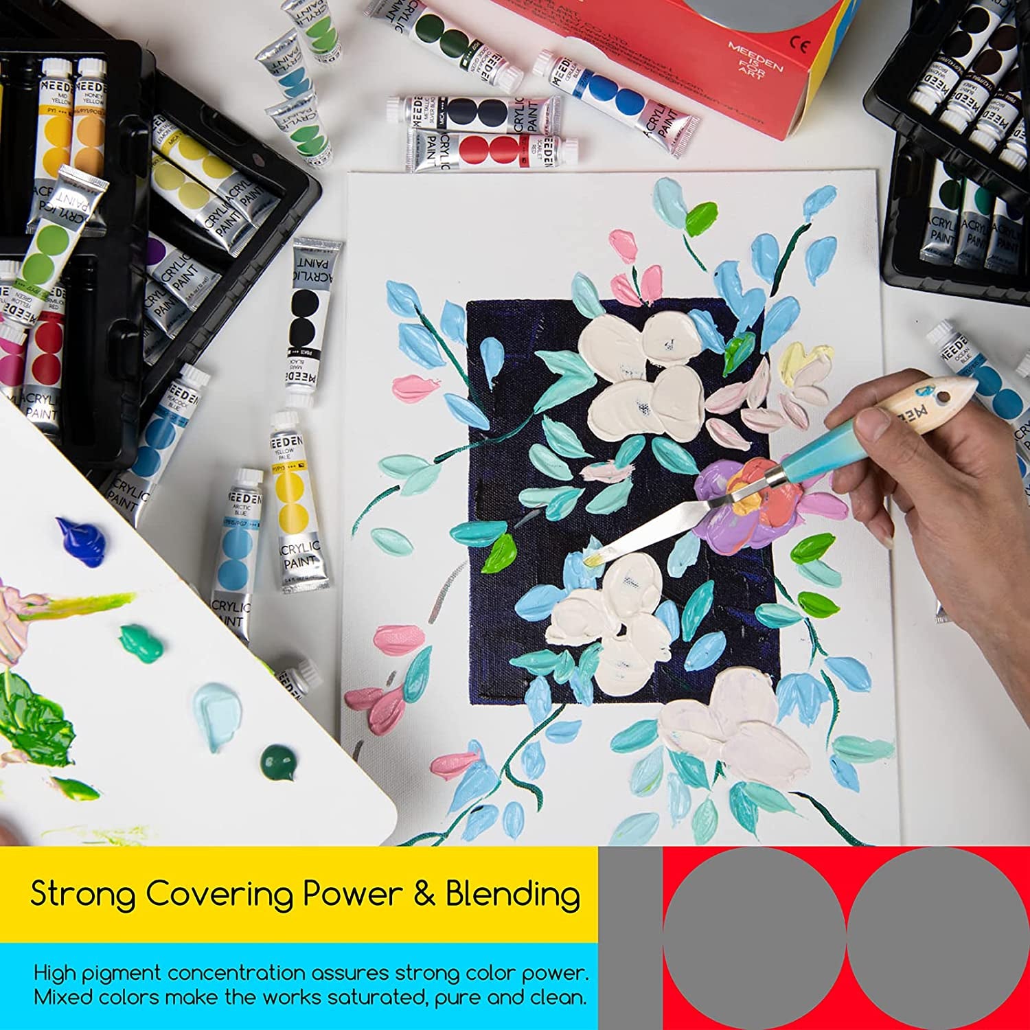 Heavy Body Acrylic Paint Sets, 100 Colors Acrylic Paint Tubes, Non-Toxic 0.41 Fl Oz /12Ml Acrylic Paints for Adults, Beginners