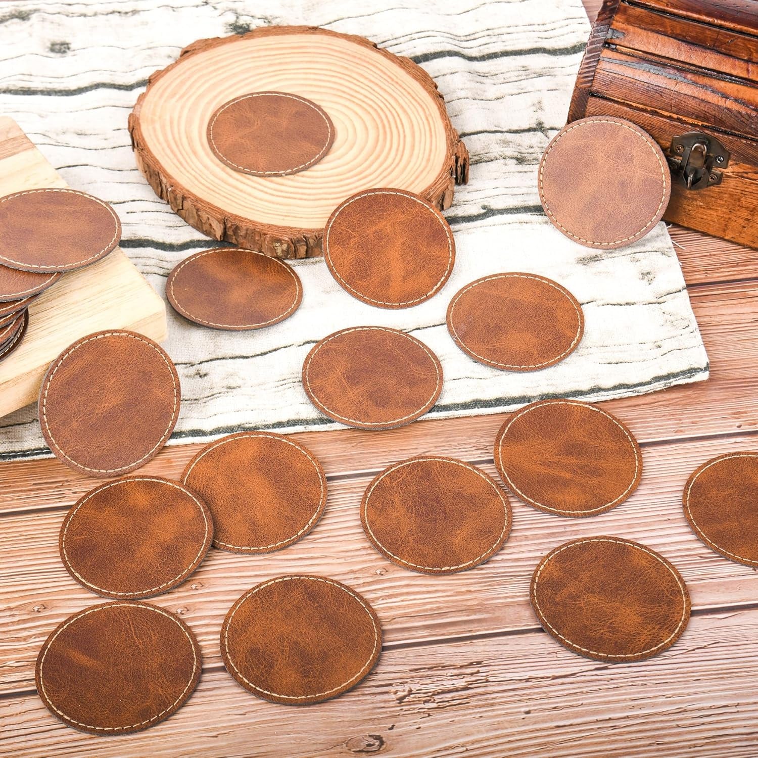 60 Pcs Blank Leatherette Hat Patches and Adhesive Laser Artificial Leather round Patches, Artificial Leather Patches for Hats Custom Fabric Repair Seam Laser Supplies