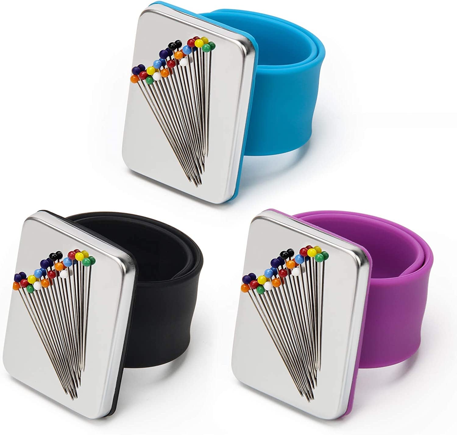 3 PCS Magnetic Pin Holder Wrist Band, Magnetic Wrist Sewing Pincushion with Wristband for Sewing