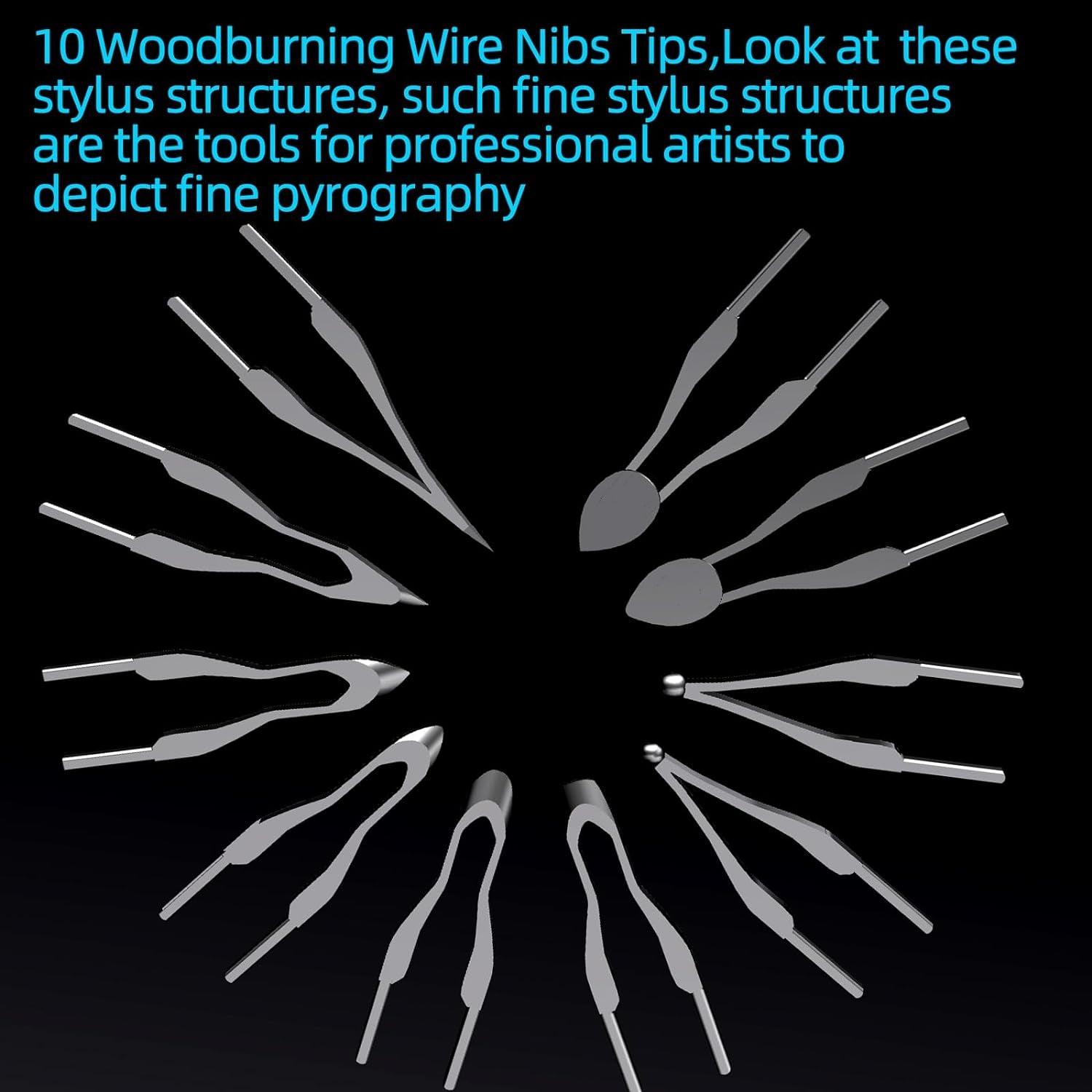 Wood Burning Kit,Wood Burning Tips Wood Burner Tip,Burning Tool Wood Burning High Impedance Nickel-Chromium Wire Pen Tip Wood Burning Tool Pen Tip Can Replace (Pen Tips-1-10 Kinds)