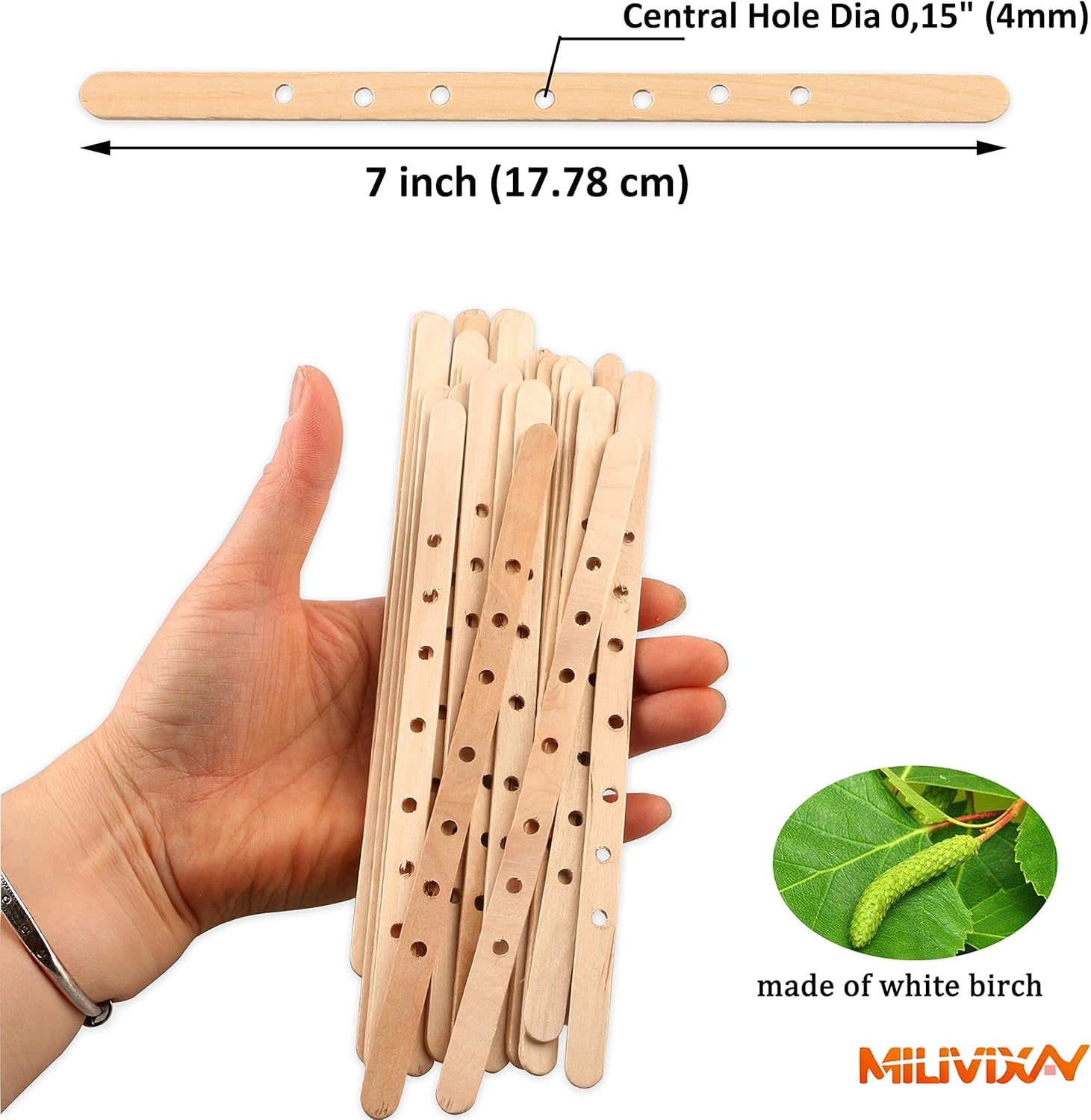 100Pcs Wooden Candle Wick Holders, Candle Wicks Centering Device, Candle Wick Bars, Wick Holders for Large & Multiwick Candles.