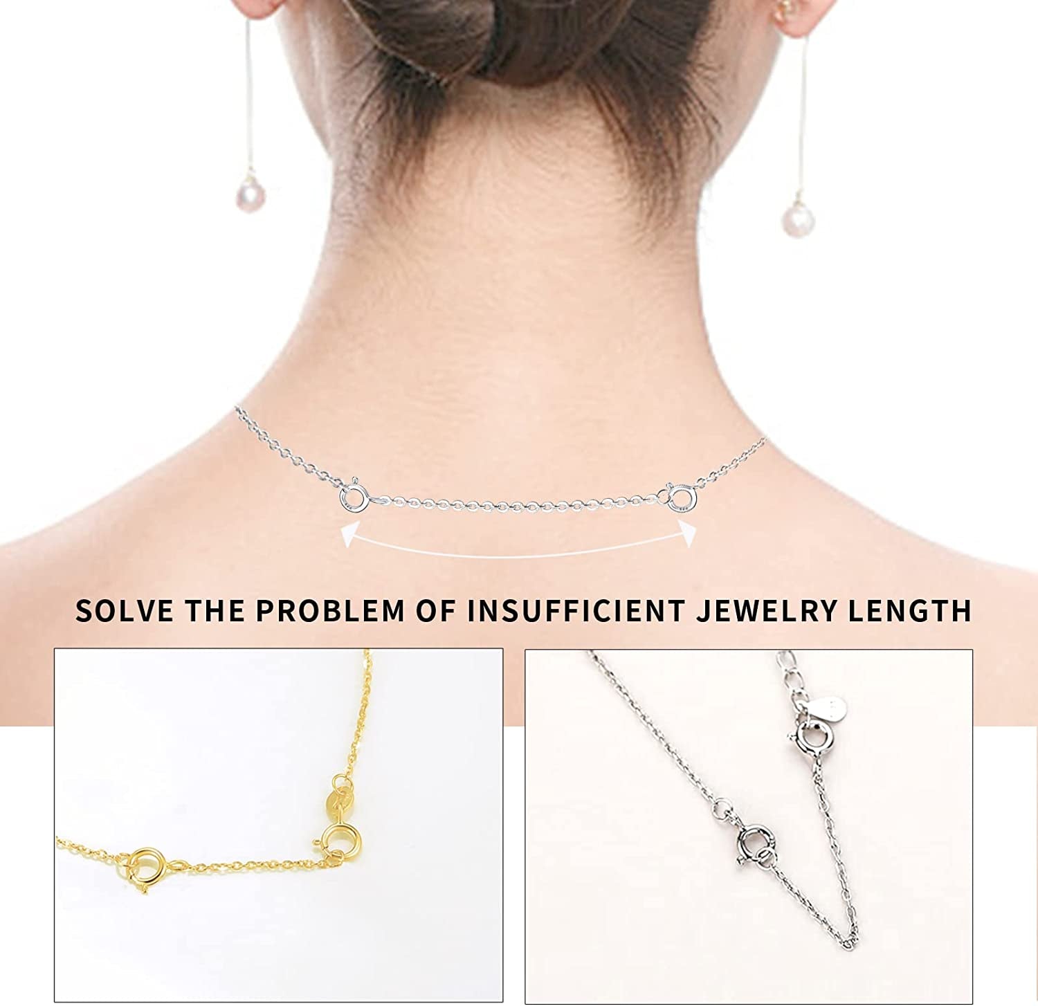 Gold Necklace Extender,925 Sterling Silver Durable Chain Extenders,Necklace Bracelet Anklet Jewelry Extension for Women (1 2 3 Inch)