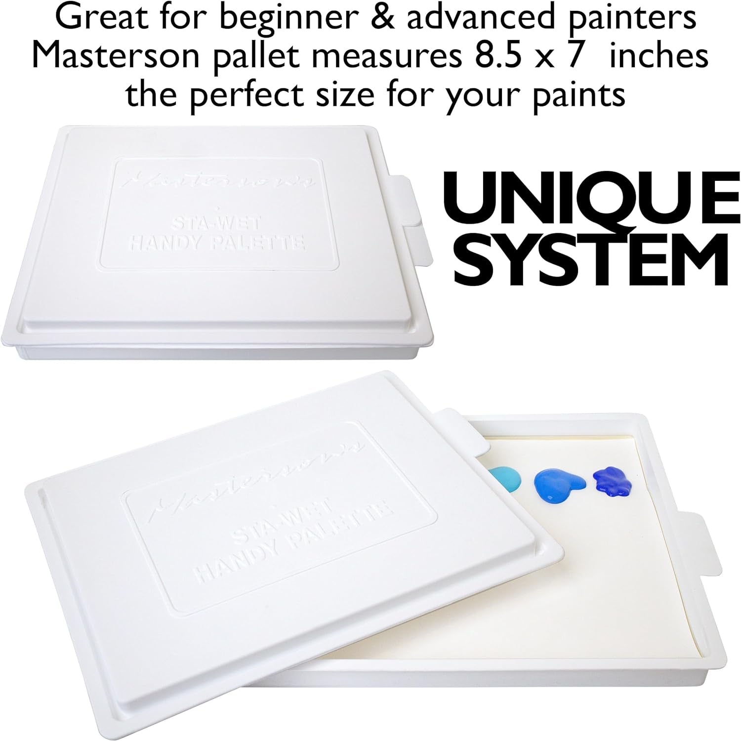 Sta-Wet Handy Palette Bundled Set, 8.5In X 7In Airtight Wet Palette, Keep Wet Paint Fresh Days + 30 Sta-Wet Acrylic Paper Refills + 1 Sta-Wet Sponge Refill + NOIS Dry Wipes Pack
