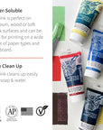Water-Soluble Block Printing Ink Starter Set, 4-Color Set, 1.25-Ounce Tubes