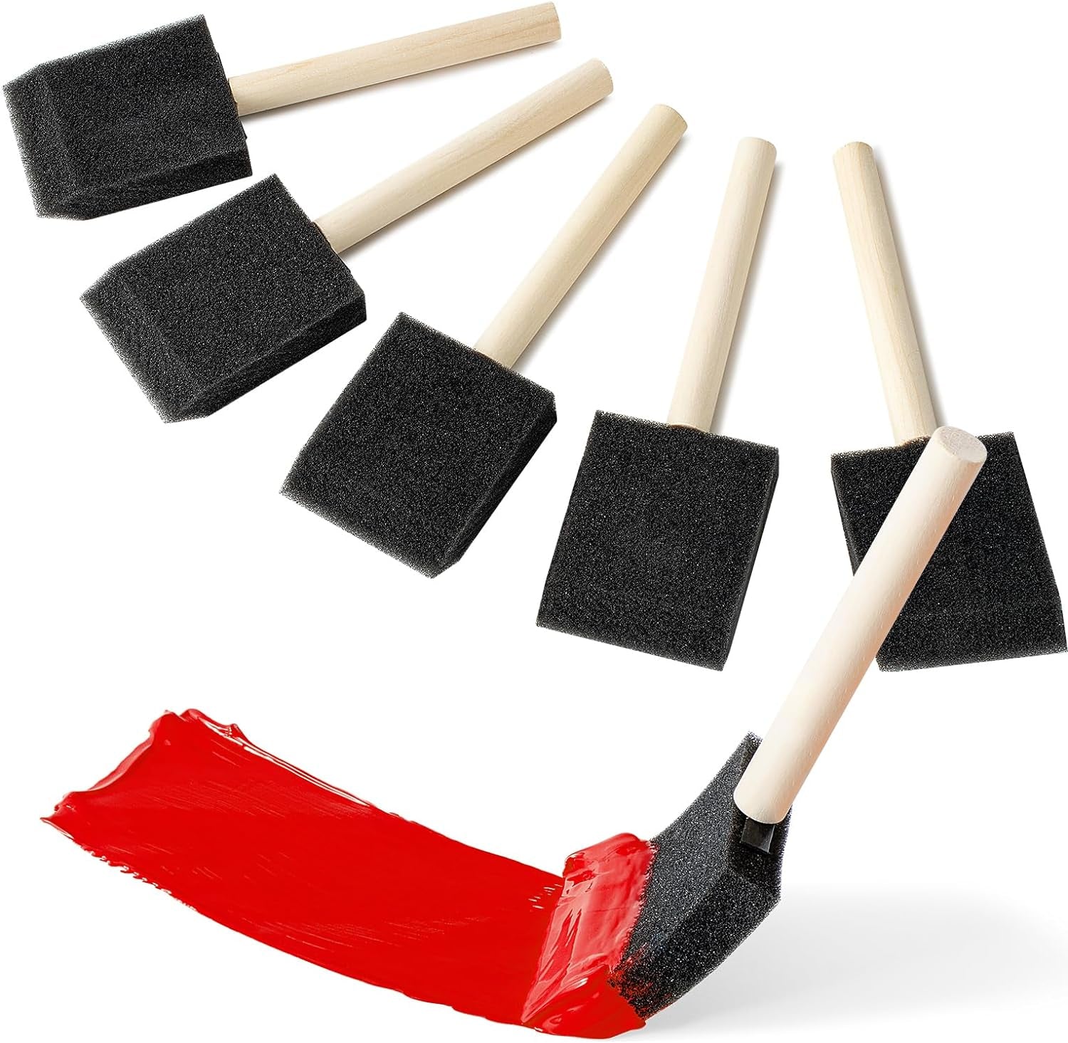 5 Pcs Foam Paint Brushes, 2 Inch Foam Brush, Wood Handle Foam Brushes for Staining, Sponge Paint Brush, Foam Brushes for Staining, Varnishes, and DIY Craft Projects