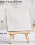 Small Canvases with Easels, 4 X 4 Inches, Pack of 14, Blank White Stretched Canvas for Acrylic, Oil and Gouache Painting