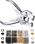 3/16 Inch Grommet Tool Kit Grommet Eyelet Plier Set Eyelet Hole Punch Pliers Grommet Hand Press Pliers with 200 Pieces of Grommets Eyelets for Shoes Clothes Bags Craft Supplies