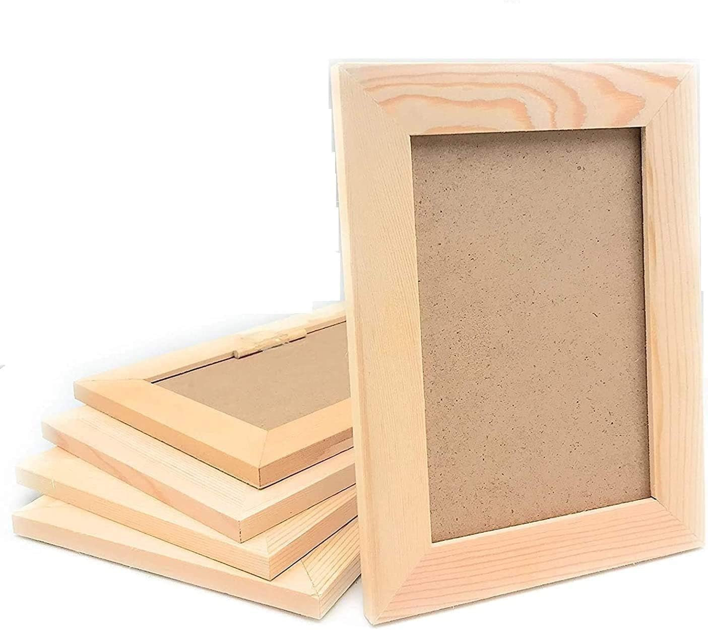 Unfinished Solid Wood Picture Frames for Arts Crafts, DIY Painting Project Stand or Hang on the Wall 6X8 Frame Size Holds 6X4 Pictures for Kids Craft Birthday, School Projects (12)