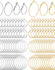 96Pcs Hoop Earrings Finding, Hypoallergenic Alloy round Earring Hoops for Jewelry Making, Open Beading DIY Earrings Craft Art Accessories