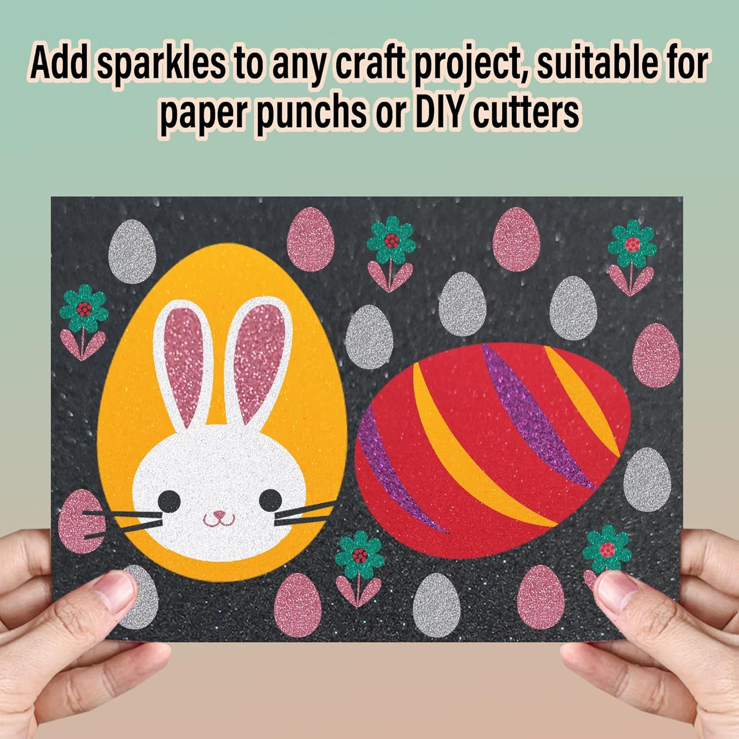Sticky Glitter Foam Sheets, 20 Packs Thick Self-Adhesive Sparkle EVA Paper Stickers for School Projects, 30 X 20Cm (Multi-Color)