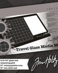 Tim Holtz Travel Glass Cutting Mat - Portable Work Surface with 8X8 Measuring Grid and Palette for Mixed Media - Art Supplies with Carry Case