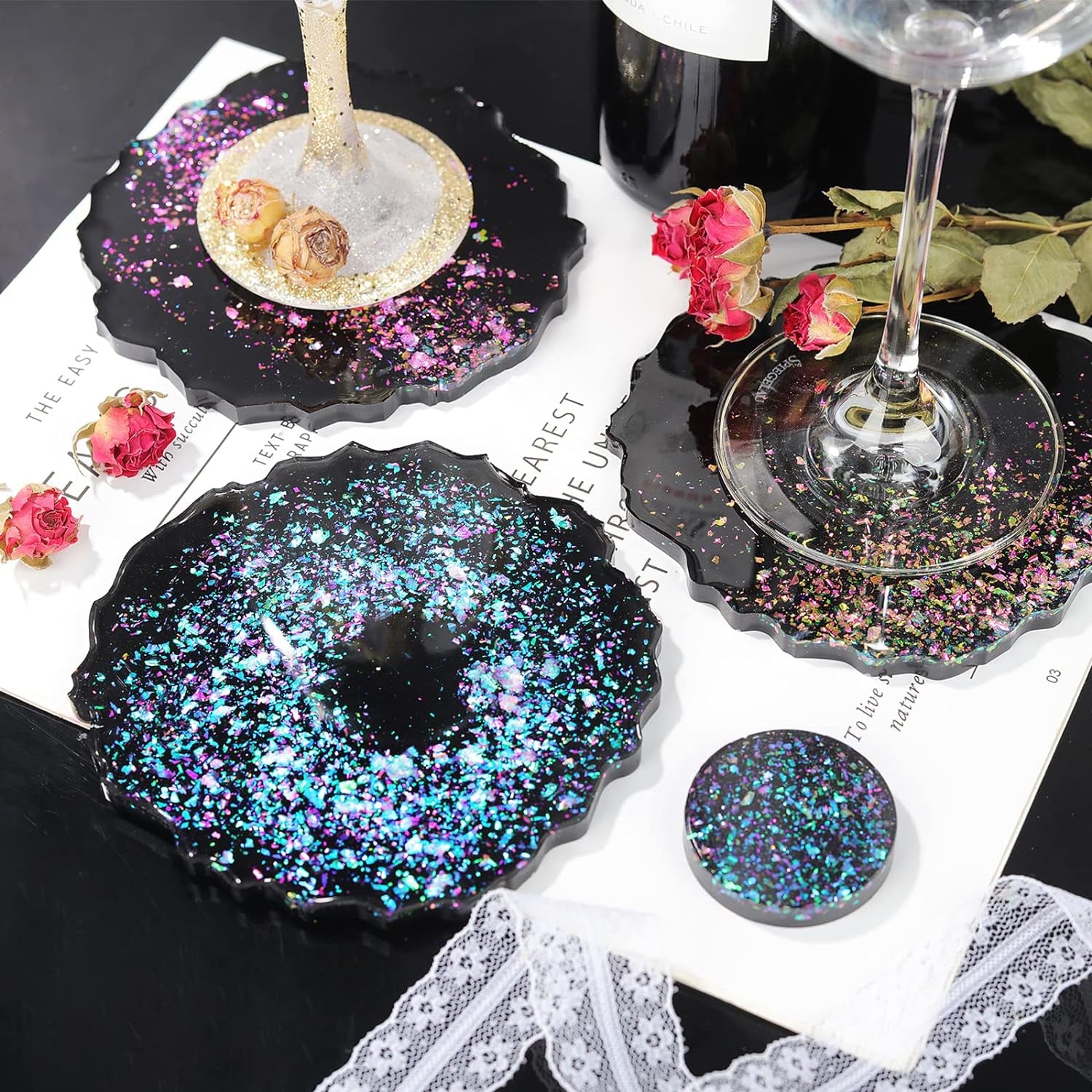 Chameleon Chunky Flakes, Resin Supplies-8 Color Intense Colorshift Pigment Powder for Resin Crafts/Tumblers, Chrome Powder Iridescent Eyeshadow Flakes for Nail Art/Paints/Soap Making