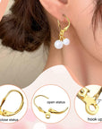 8Pcs 925 Sterling Silver Leverback French Earring Hooks with Open Loop 10X17Mm Hypo Allergenic Gold Dangle Ear Wire Findings for Jewelry Making