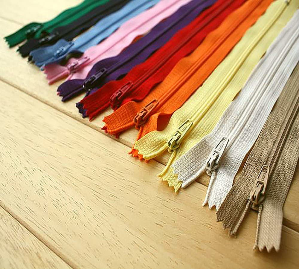 100 Pcs 9 Inch Nylon Coil Zippers Tailor Sewer Bulk for Sewing Crafts 25 Colors