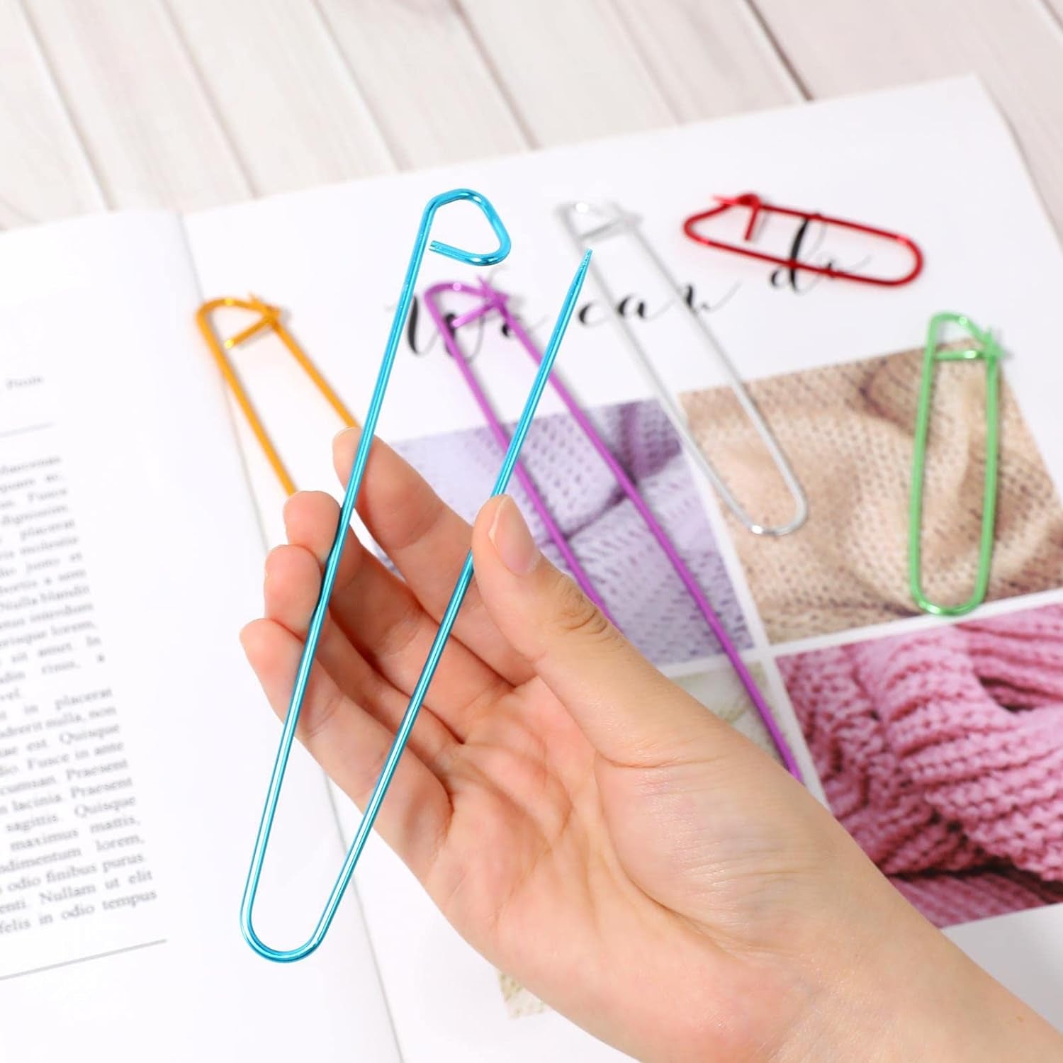 12 PCS Knitting Stitch Holder 6 Size Aluminum Yarn Stitch Holders Stitch Markers for Crocheting Practical Knitting Crochet Tools for Knitting Notions or Crochet