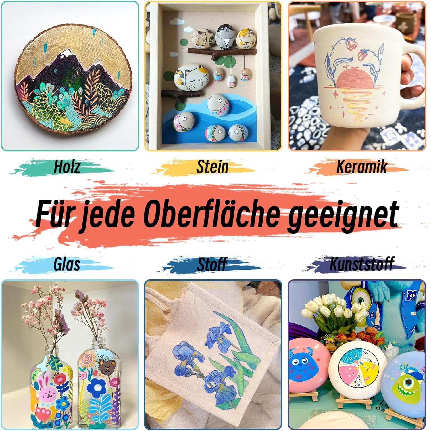 24 Colors Dual Tip Acrylic Paint Markers,Waterproof, Non-Toxic, Odorless, Suitable for Paper, Pottery, Stones, Backpacks, Glass