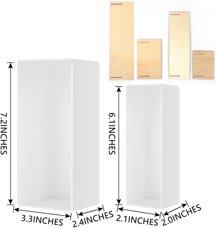 2PCS Different Size Silicone Resin Molds, Deep Rectangle Epoxy Resin Molds with Wooden Support, Large Size DIY Molds for Home Office Decoration Resin Casting