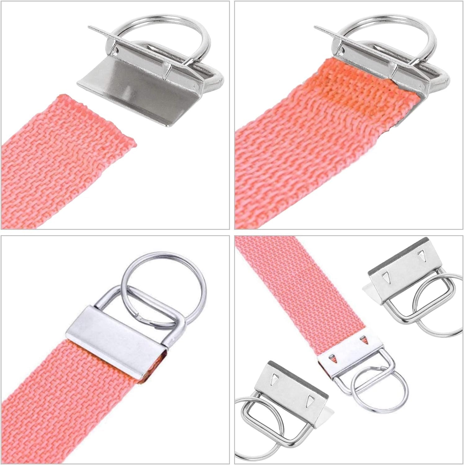 100 Pack Key Fob Hardware 1 Inch Bulk, Silver Tone Key Chain Fob Wristlet with Key Ring for Wristlet Keychain, Key Lanyard, Key Chain Making Hardware Supplies