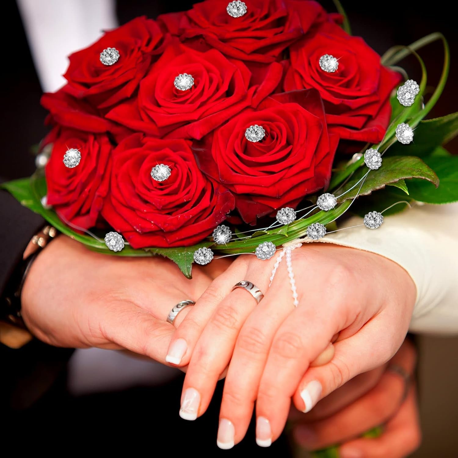 36 Pack Bouquet Pins Flower Pin round Diamond Crystal Floral Pins Rhinestone Wedding Corsages Pins Diamond Head Straight Pin for Wedding Bridal Jewelry Decoration (Glitter Style)