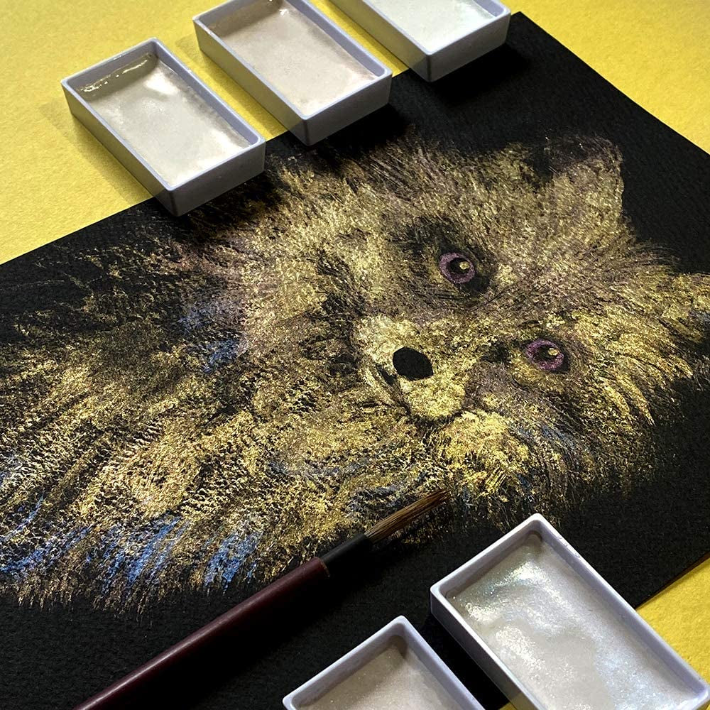 GANSAI TAMBI OPAL COLORS, 6 Colors Set, Watercolor Paint for Professional, for Artists and Crafters,Illustrations, Drawing, Lettering, Made in Japan