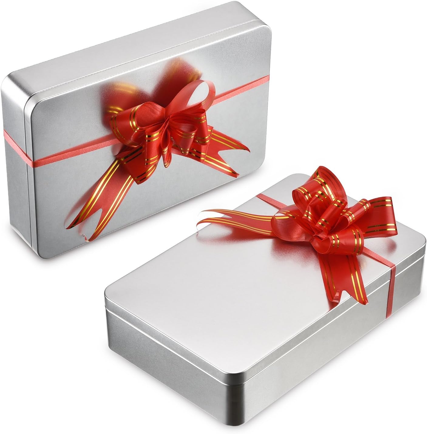 1 Pack 8.5 by 5.3 by 1.9 Inch Silver Rectangular Empty Tin Box Containers, Gift, Jewelery and Storage Tin Kit, Home Organizer