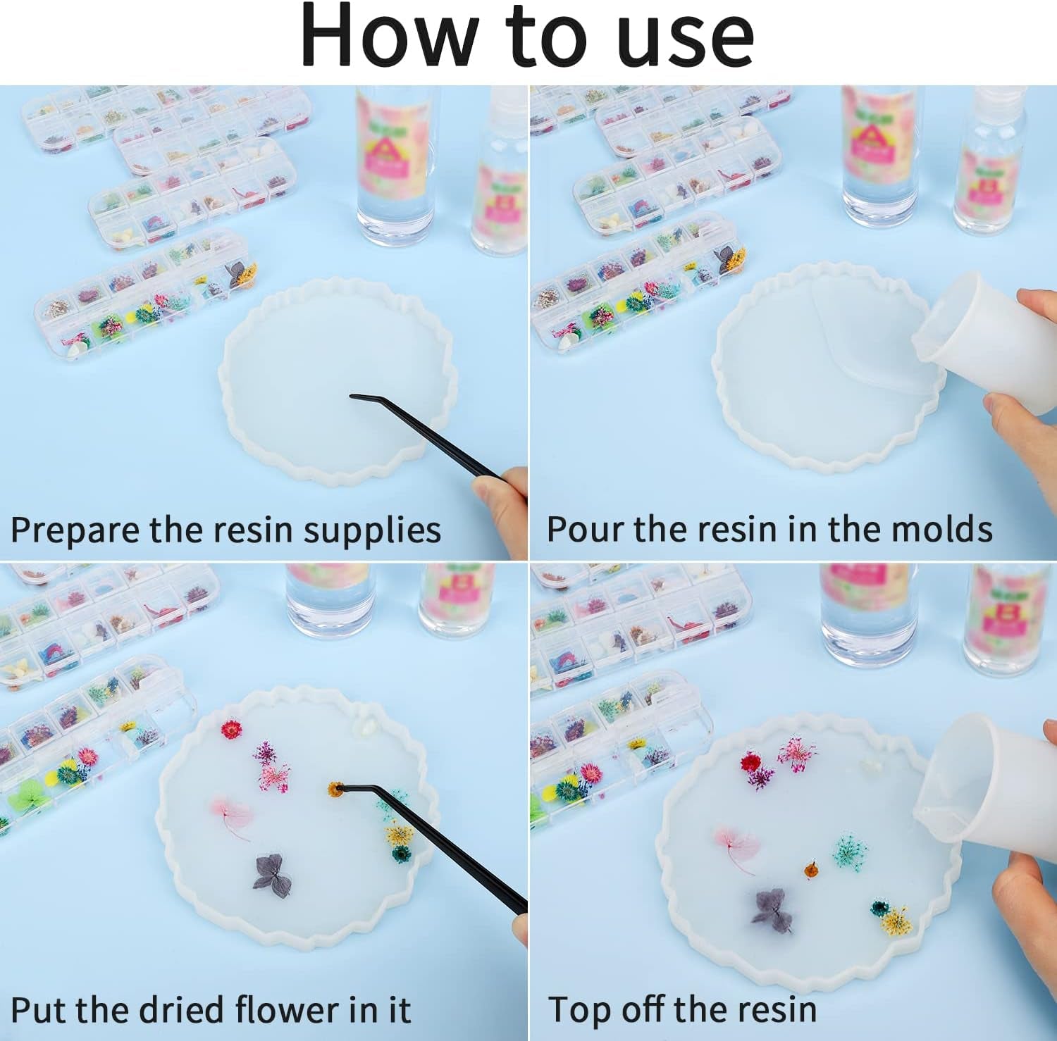 4 Boxes Dried Flowers for Resin, 48 Styles Natural 3D Applique Flowers DIY Craft Supplies, Resin Epoxy Casting Fillers for Silicone Molds, Nail Arts, Handmade Projects, Decoration Accessories