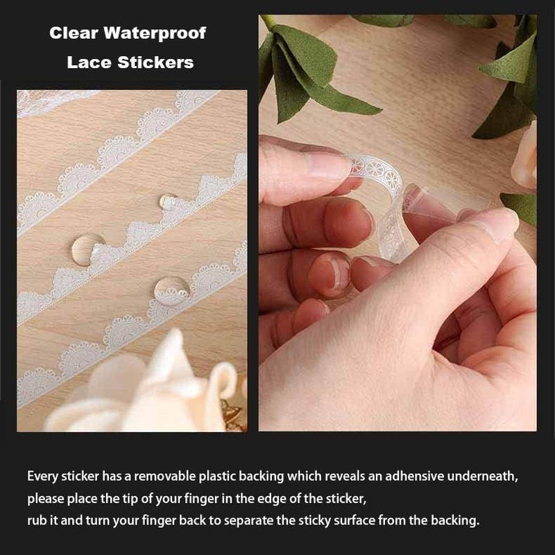 Lace Stickers Set -  120PCS Vintage PET White Lace Stickers for Decoration Planners Scrapbook Laptops Journals Cups Vase Flower Pot Crafts Photo Frame