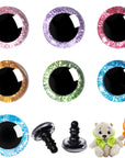 120Pcs 16Mm 3D Glitter Plastic Safety Eyes for Amigurumi Trapezoid Craft Crochet Doll Eyes with Washers Stuffed Animal Eyes for DIY of Puppet, Bear Plush Animal(6 Colors)