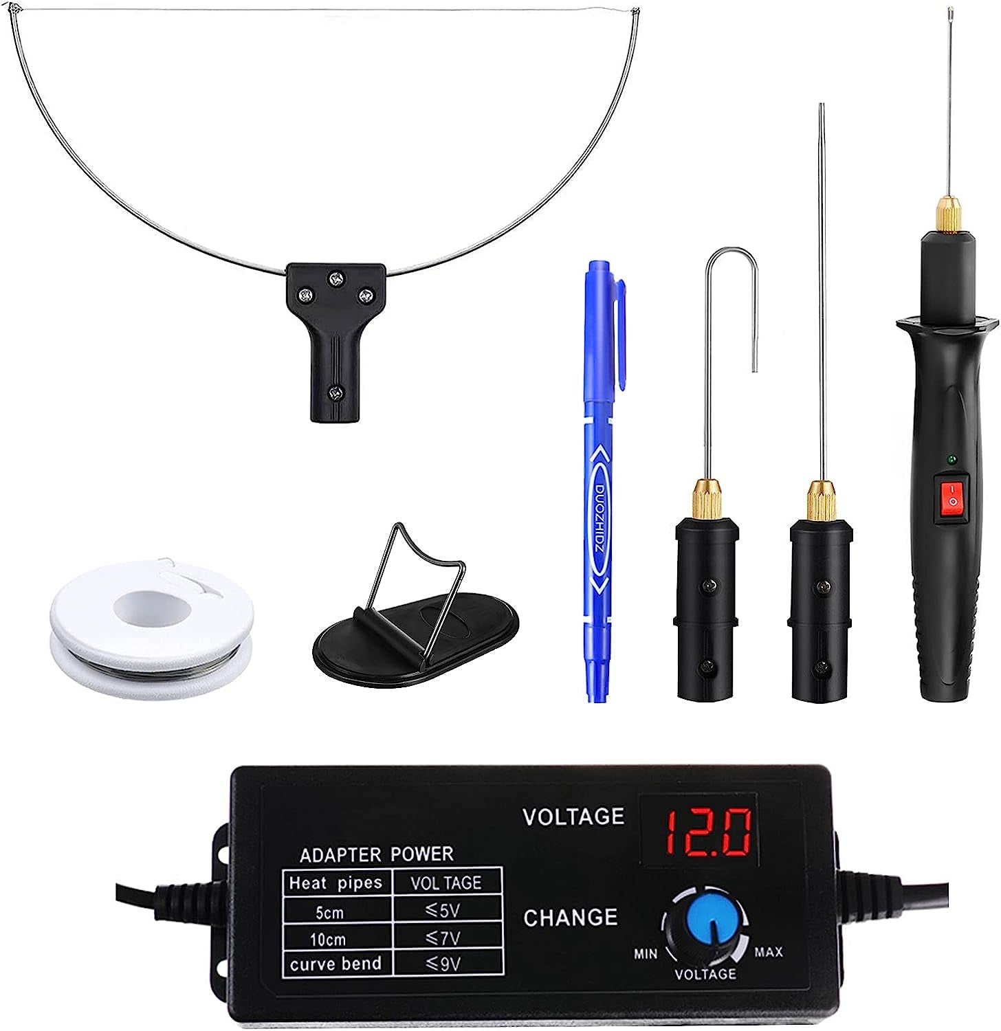 4 in 1 Foam Cutter Set with Digital Voltage Controller,  Electric Cutting Machine Pen Tools Kit, 100-240V /18W Styrofoam Cutting Pen with Electronic Voltage Transformer Adaptor