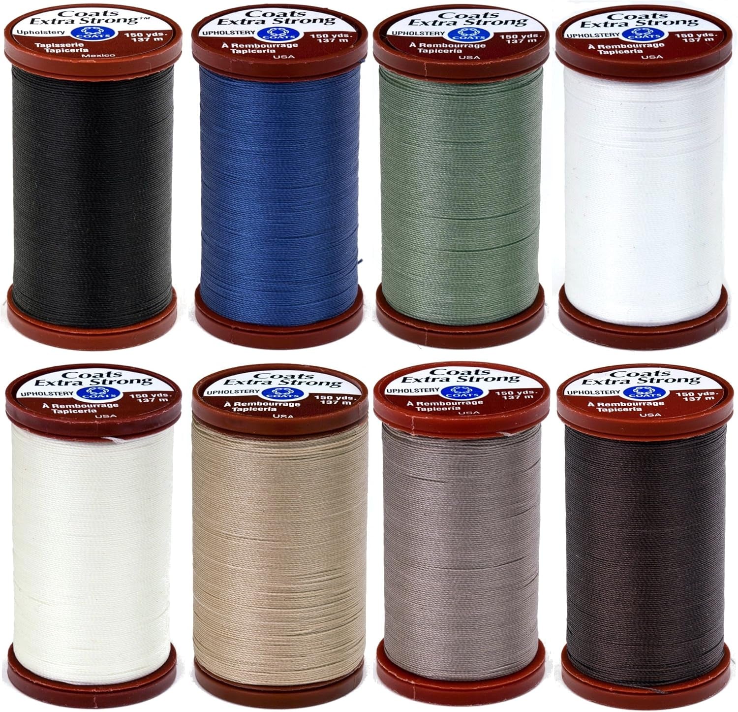 4 Color Bundle of  Extra Strong Upholstery Thread - 150 Yards Each (Chona Brown, Driftwood, Hemp &amp; Natural)