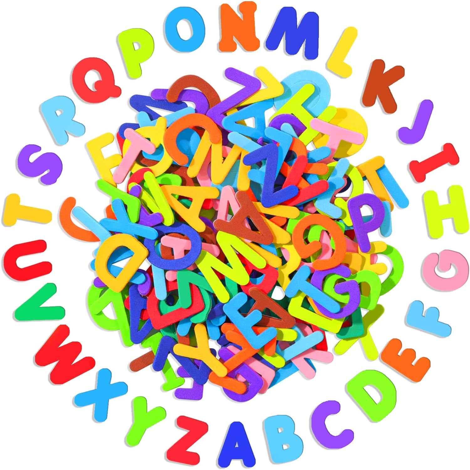1050Pcs Letter Stickers Foam Letter Stickers,10 Colors Self Adhesive A-Z Alphabet Stickers Craft Supplies Stickers for Kids School Project Party Decorations（1.1X 0.9 In）